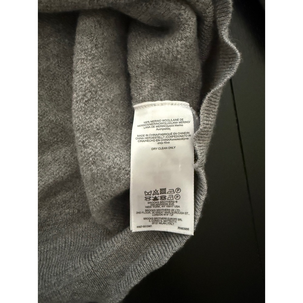Brooks Brothers Extra Fine Merino Wool Sweater Mens M/L (38-42) Gray Quarter Zip - Picture 5 of 10
